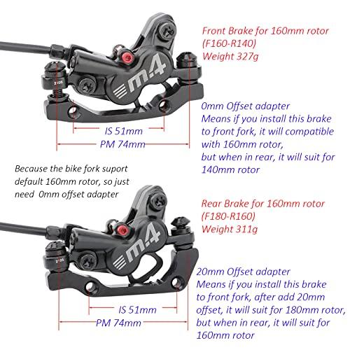 [大特価] TXTRADE MTB油圧ディスクブレーキ、4ピストンデュアルブレーキディスクPM/は160 mmローター付アダプターオイルブレーキ (左フロント) 【J2339883588】(13177円)