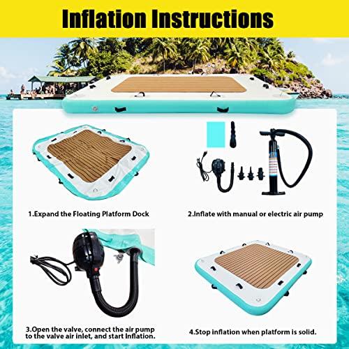 匿名配送 LVAOSTTインフレータブルフローティングドックプラットフォーム湖、川、プール、ビーチ、オーシャン、浮島いかだ滑り止め付き、電動エアポンプ、収納バッグ 【NAN1538426816】(55148円)