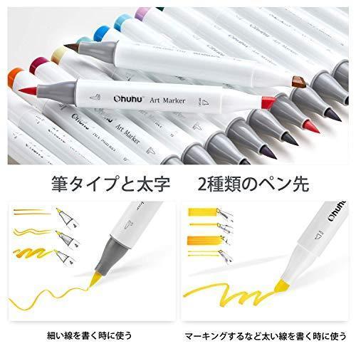 当日発送！Ohuhu イラストマーカー 筆先 48色 ブレンダーペン付き