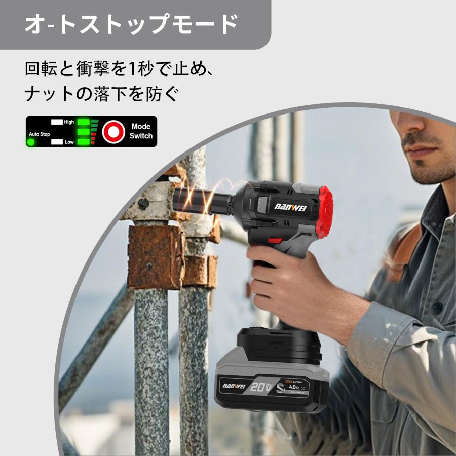 NANWEI 充電式インパクトレンチ 最大トルク350Nm マキタ18V
