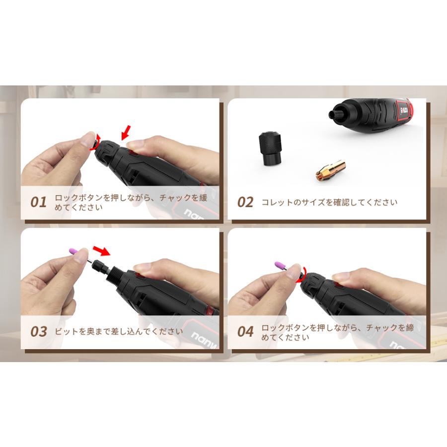 NANWEI ミニルーター 電動リューター 12V充電式 コードレス 25000RPM