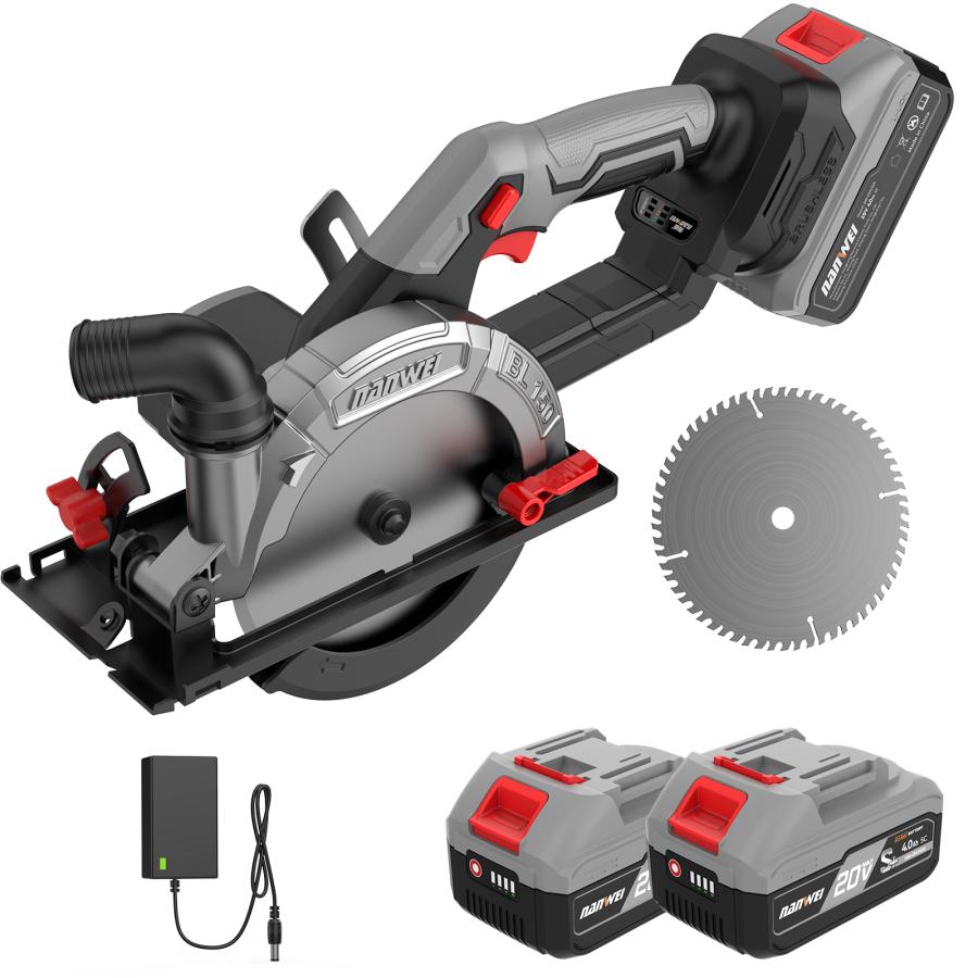 NANWEI 充電式丸ノコ 刃径150mm 最大切込み深さ55mm マキタ18Vバッテリー対応 電動マルノコ ブラシレスモーター コードレス丸鋸 石材・木材・タイルの切断 | 