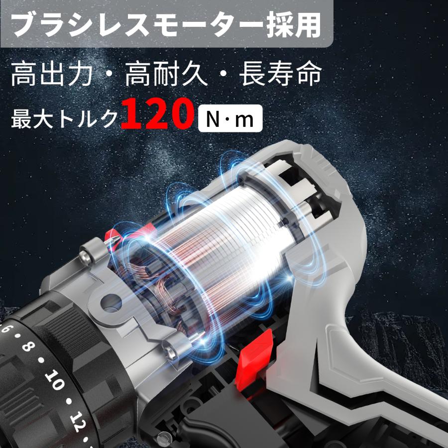 NANWEI コードレス振動ドライバドリル 最大トルク120Nm マキタ18V