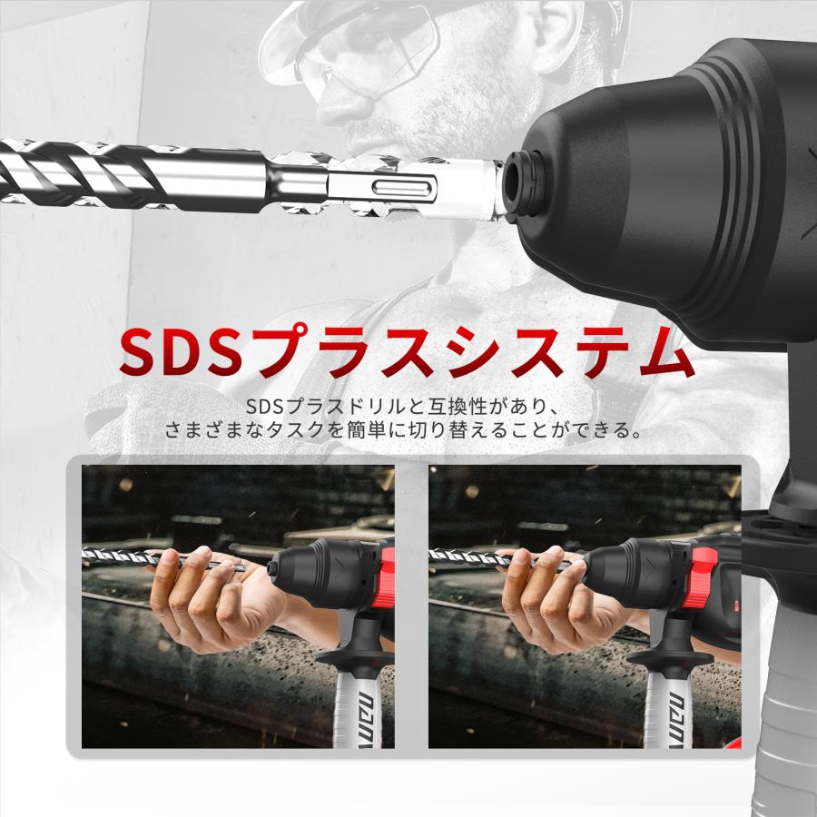 NANWEI 充電式ハンマードリル マキタ18Vバッテリー対応 ブラシレス