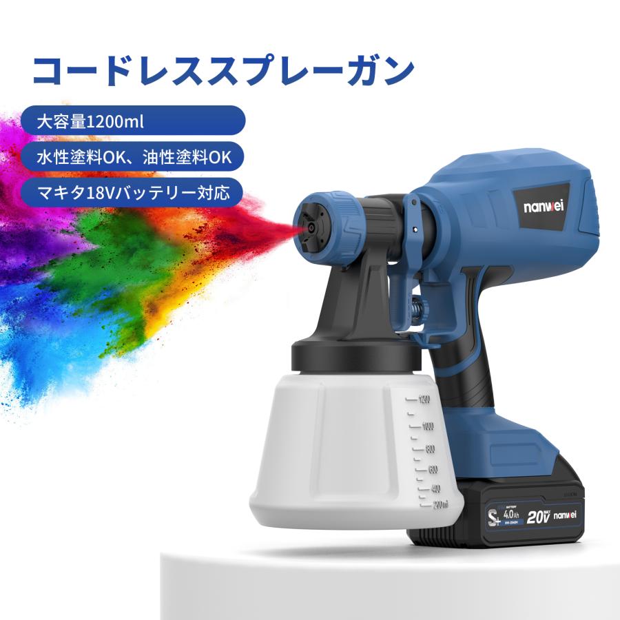NANWEI コードレススプレーガン マキタ18Vバッテリー対応 電動スプレー