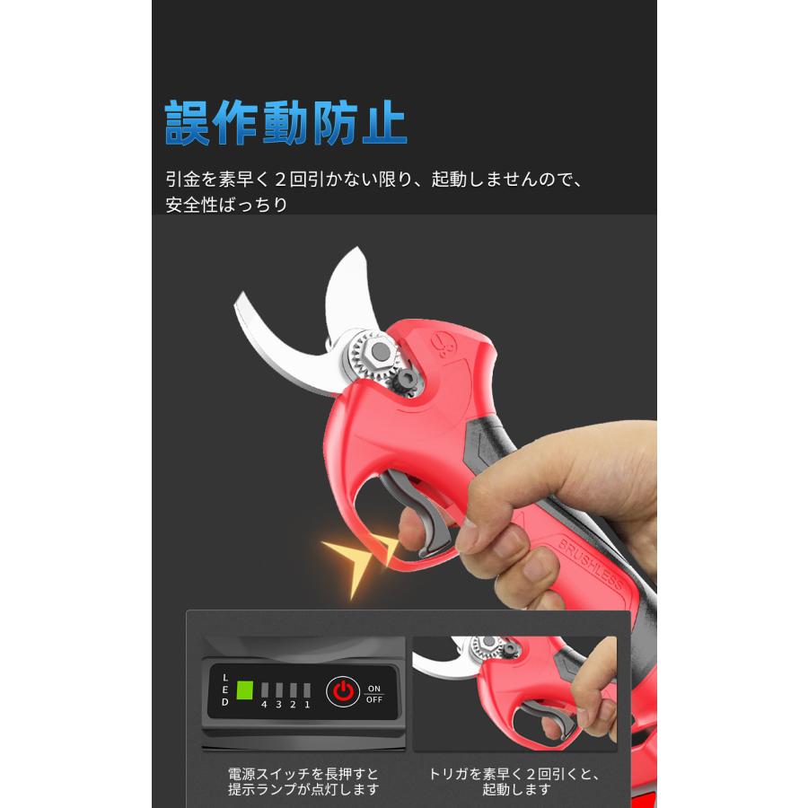 電動　剪定鋏　パワフルで軽いハサミ ナウィン 電動剪定バサミ 電動ハサミ 電動剪定鋏 2.0ahバッテリー2個
