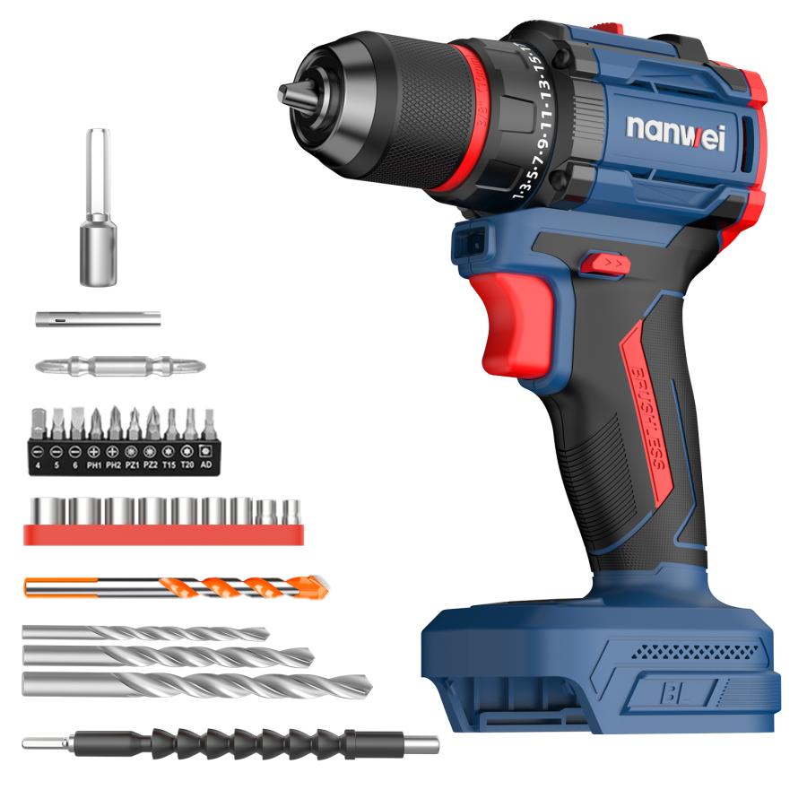 NANWEI 電動ドリルドライバー 充電式 ブラシレスモーター 21段階トルク