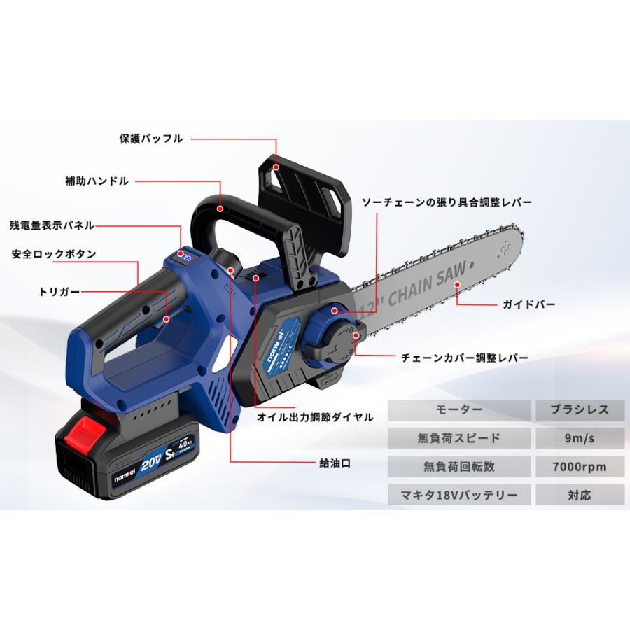 優れた耐久性 チェーンソー 充電式 ブラシレス 12インチ Amazon | 2025年最新型 チェーンソー 充電式 强力ブラシレス