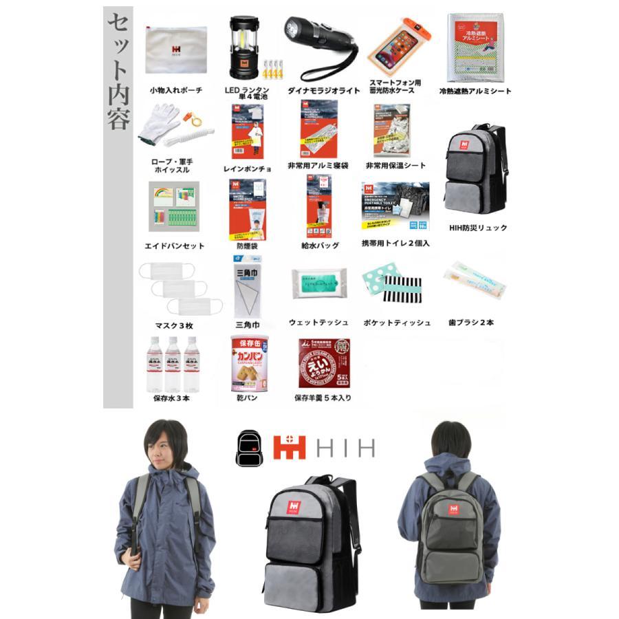 防災セット 防災グッズ セット HIH ハザードリュック 非常用持ち出し袋