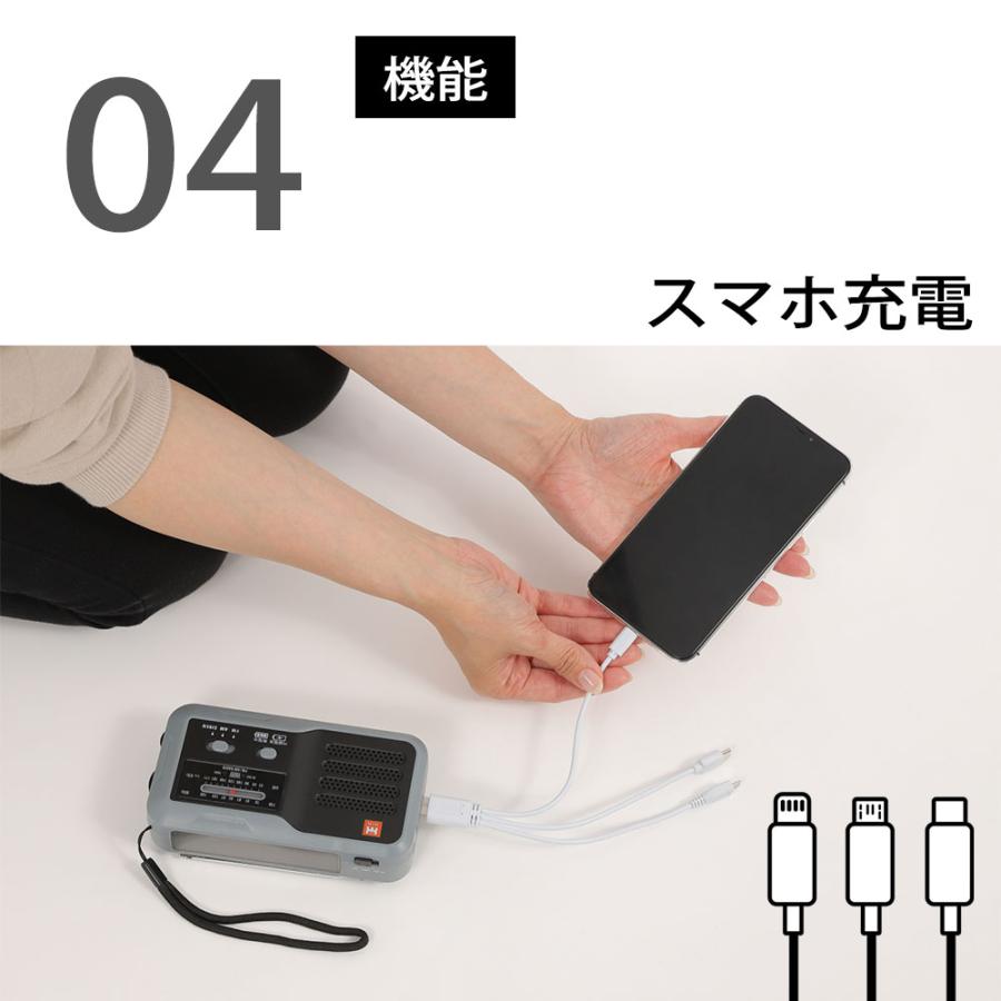 HIH ソーラー充電対応 防災ラジオ ソーラー付多機能 ラジオライト 防災