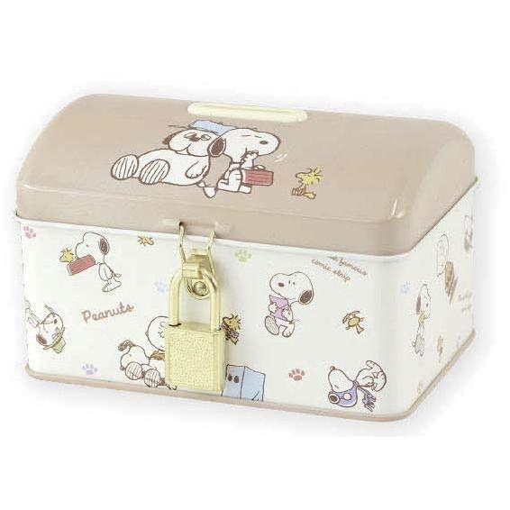 SNOOPY（スヌーピー） バンク 貯金箱 鍵き缶バンク ピーナッツ カギ付
