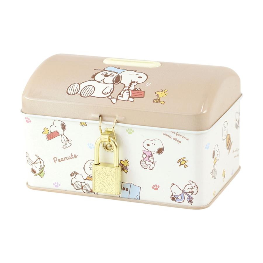 SNOOPY（スヌーピー） バンク 貯金箱 鍵き缶バンク ピーナッツ カギ付