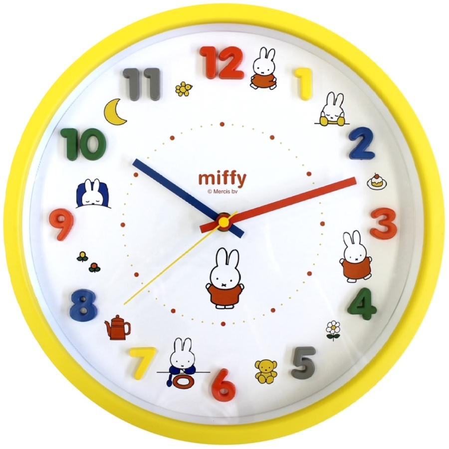 ミッフィー Miffy 時計 壁掛け時計 アイコンウォールクロック YE 電池