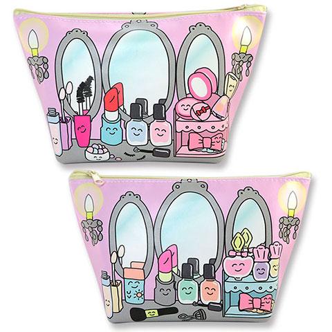 おえかきさん ポーチ PUレザーポーチ いろいろなこすめさん メール便