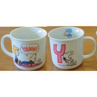 スヌーピー マグカップ イニシャルマグ　Y　日本製 レンジ食洗機OK 　SNOOPY 子供会 ワンコイン コップ 景品 ホワイトデー クリスマス プレゼント 卒業記念品