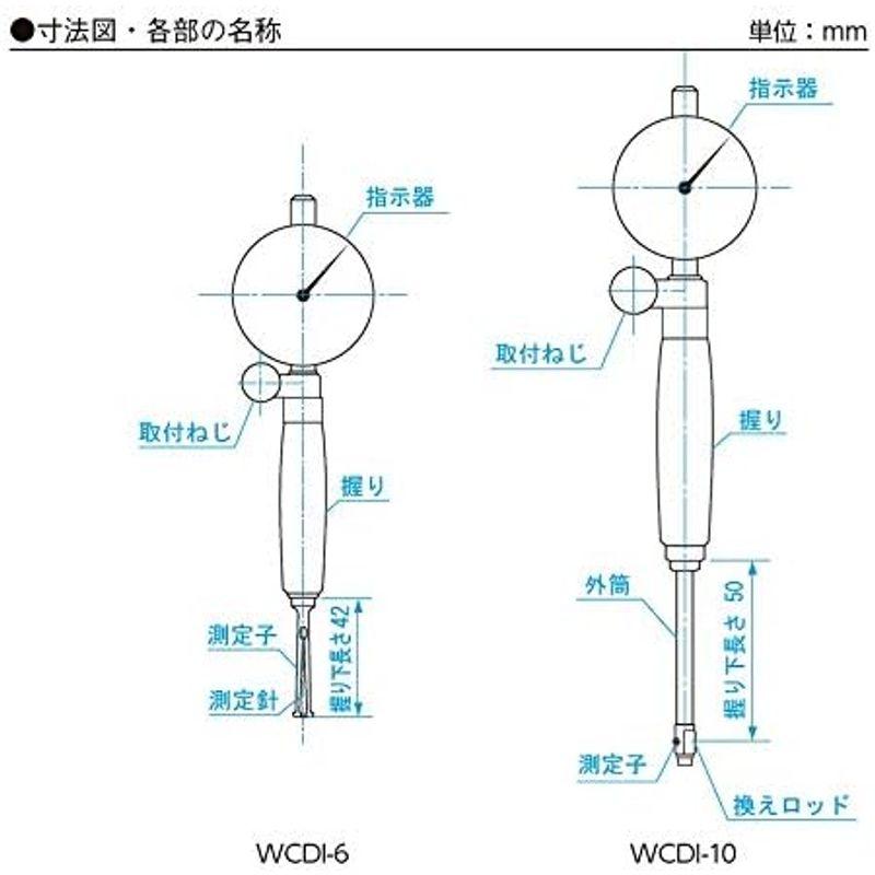 【公式通販】ストア 測定器具 新潟精機 SK 標準シリンダーゲージ ダイヤルゲージ付 6-10mm WCDI-10