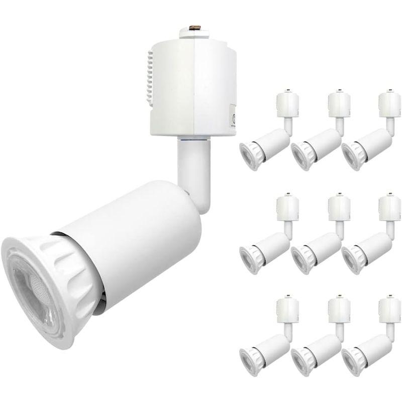 クリアランス卸売 照明器具 10個入り 白色 ダクトレール用スポットライト器具とLEDハロゲン電球のお得なセット 60W相当 配線ダクトレール用 レールライト ダクトレ