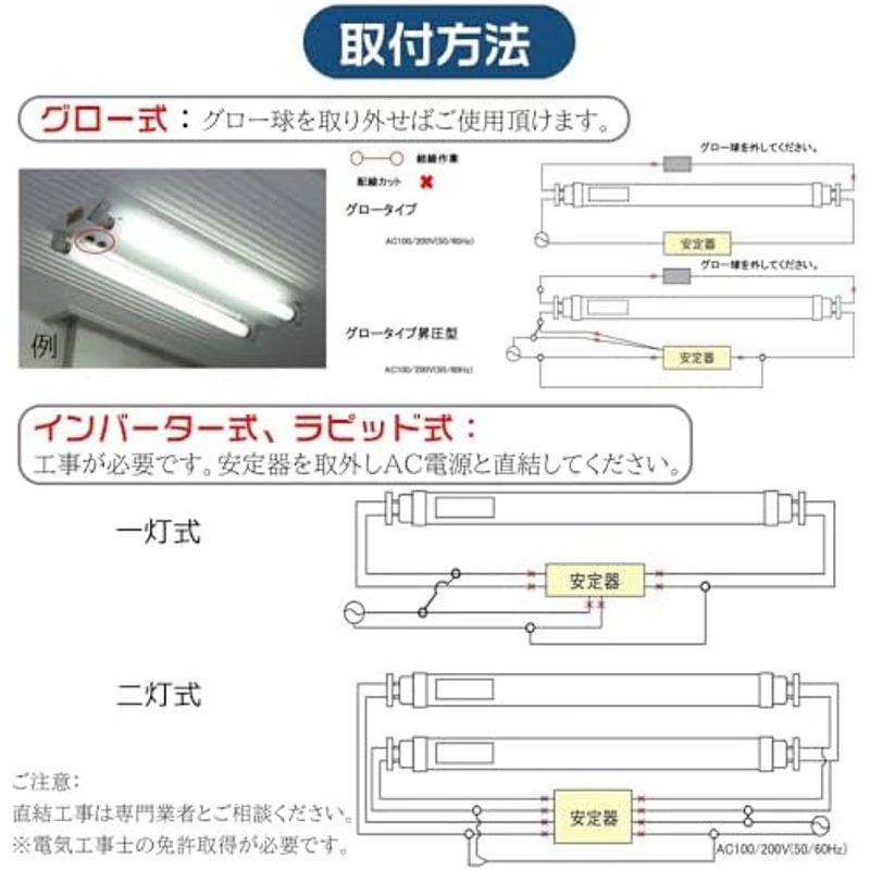 公式通販 2本入 LED蛍光灯 直管 40W形グロー式工事不要fl40 fl40ss 1198mm 120cm 消費電力36W 7200LM T10