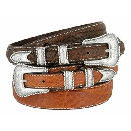 メンズファッション 財布、帽子、ファッション小物 Belts.com] メンズ 男性のための西洋シルバー刻まロープ縁レンジャー革 