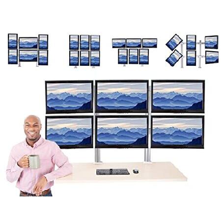 【新品 送料込み】 Stand Steady 6モニターマウント | 高耐久 高さ調節可能 モニタースタンド クランプオンベース付き | 6つのモニターアーム フル連結 VESAマウント ほと並行輸入 【1674563388】(60030円)