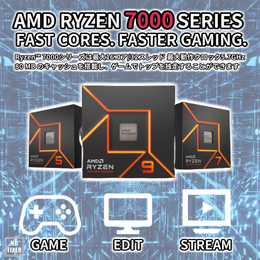 ゲーミングPC Ryzen 7 7800X3D / RTX5050 / メモリ32GB / SSD 1TB / Windows11 home / ゲーミングパソコン / パソコン / デスクトップPC / 新品 / H26 | AMD | 02