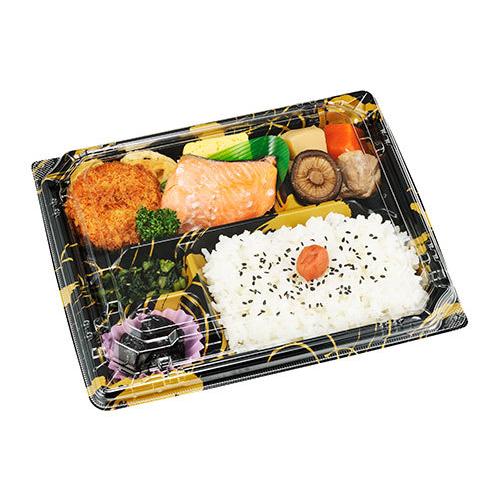 テイクアウト　弁当容器　使い捨て　カチ楽２３−２０−２(備長金)　本体・嵌合蓋セット50枚　「エフピコチューパ」　業務用 | エフピコ | 02