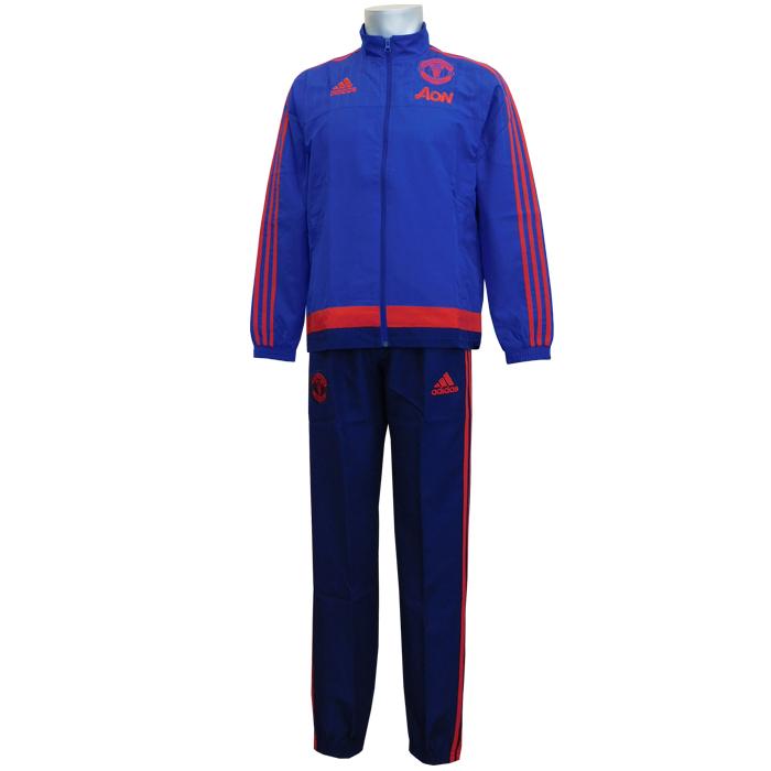 (アディダス) adidas/15/16マンチェスターUTD/プレゼンテーションスーツ/ロイヤルXダークブルー/ジュニア用/APV11-AC1527-APV12-AC1528｜nbs