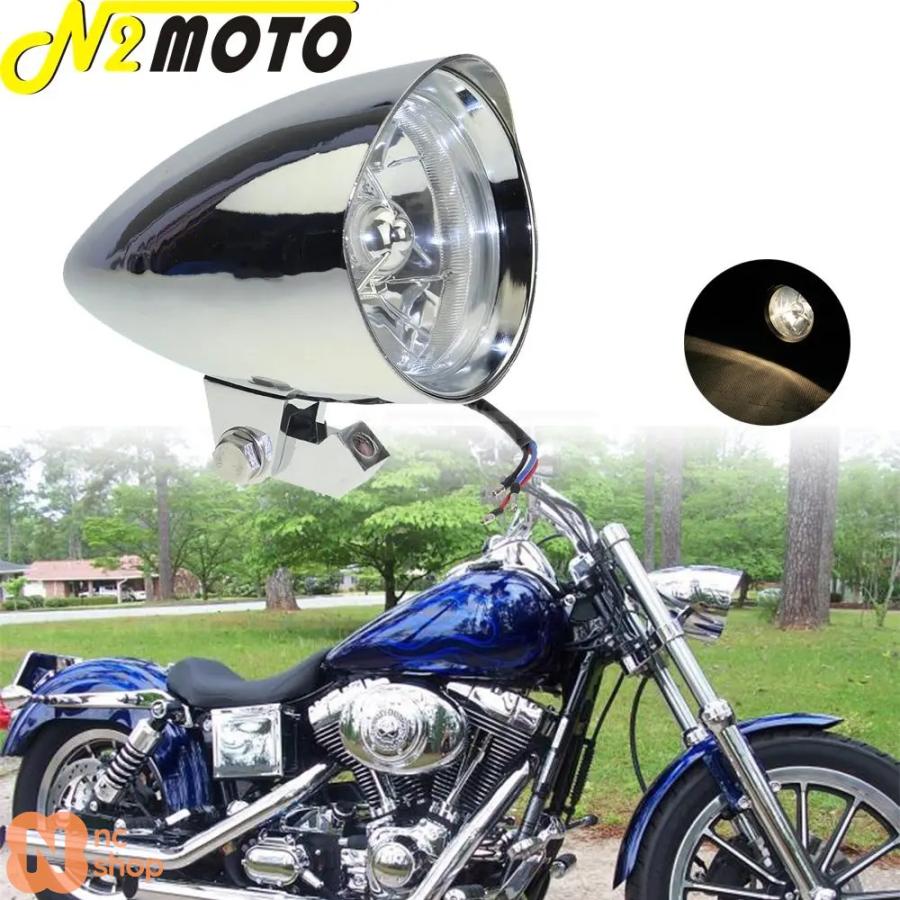 クロムメッキ仕上げバイク用4.5インチヘッドライトバイザー クロムメッキ仕上げバイク用4.5インチヘッドライトバイザー