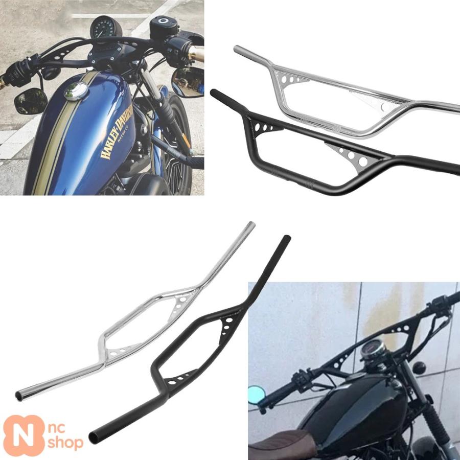 並行輸入品】 バイク 7/8 1 ブラック/クローム トラッカーハンドルバー