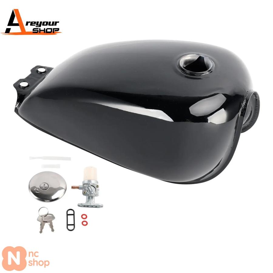 汎用 カフェレーサー 9L燃料タンク ブラックGN125/250対応 カスタム用 並行輸入品】カフェレーサー用燃料タンク 9L / 2.4ガロン スズキ GN125