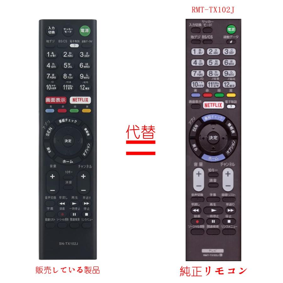 PerFascin 代用リモコン Fits for ソニー SONY ブラビア BRAVIA テレビ リモコン RMT-TX102J KJ-32W70｜nc-shop｜03