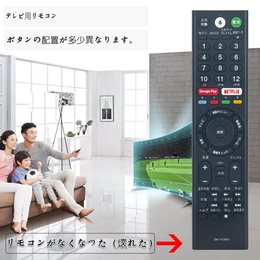 PerFascin 代用リモコン replace for ソニー テレビ リモコン ブラビア リモコン 音声コントロール機能付き RMF-TX300J｜nc-shop｜03