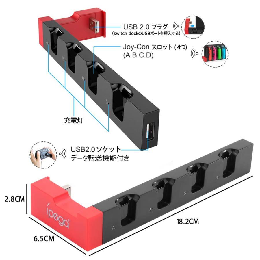 Switch & Switch 有機EL ジョイコン用 充電スタンド Joy-Con コントローラー充電 対応 Switch と Switch有機EL｜nc-shop｜03