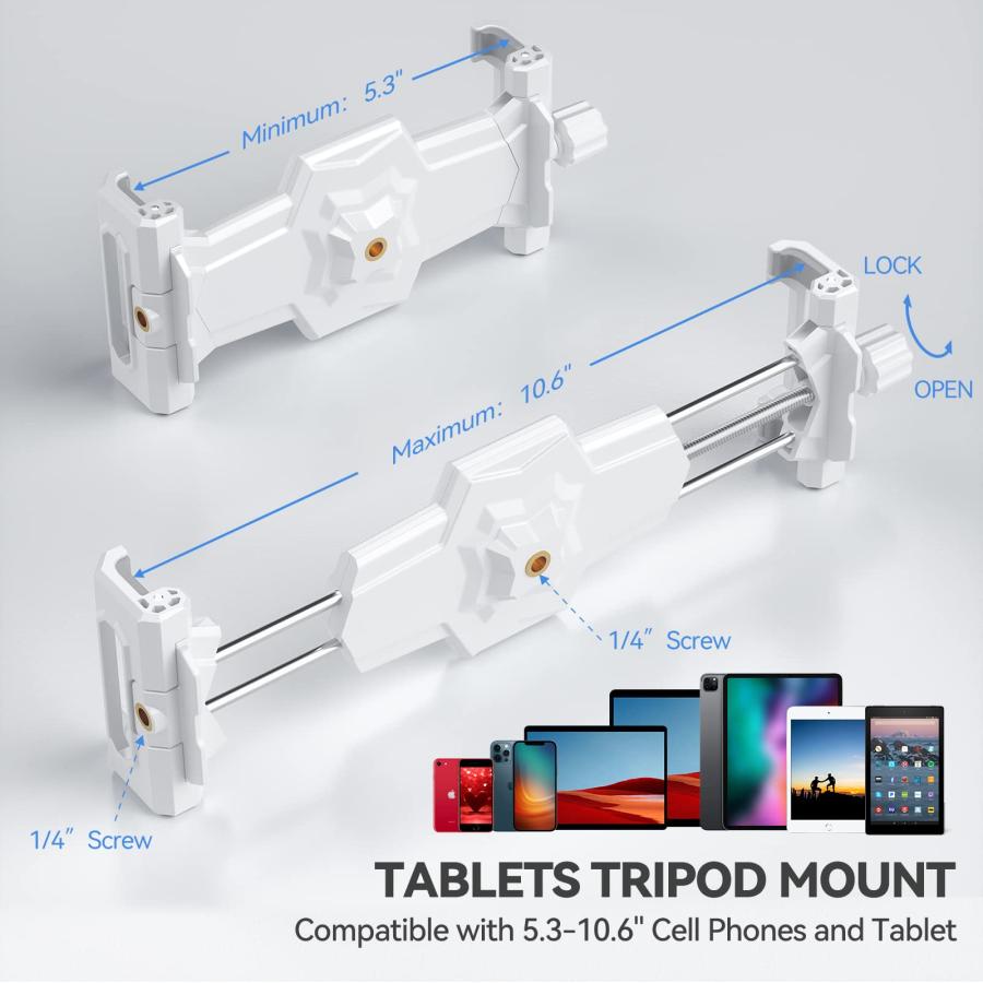 iPadと携帯電話の三脚マウントアダプター、ボールヘッド付き、三脚用iPadホルダー、360度回転可能なタブレットクランプマウントは、iPad Pro｜nc-shop｜03