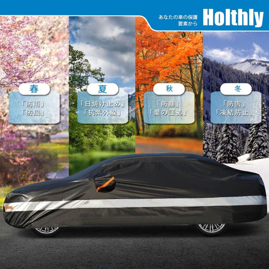Holthly 10層セダン車カバー裏起毛防水通気性、100%防水しーとカバー防雪防塵防輻射紫外線屋外ボディカバー、BMW 5シリーズ、アウディA6、｜nc-shop｜05