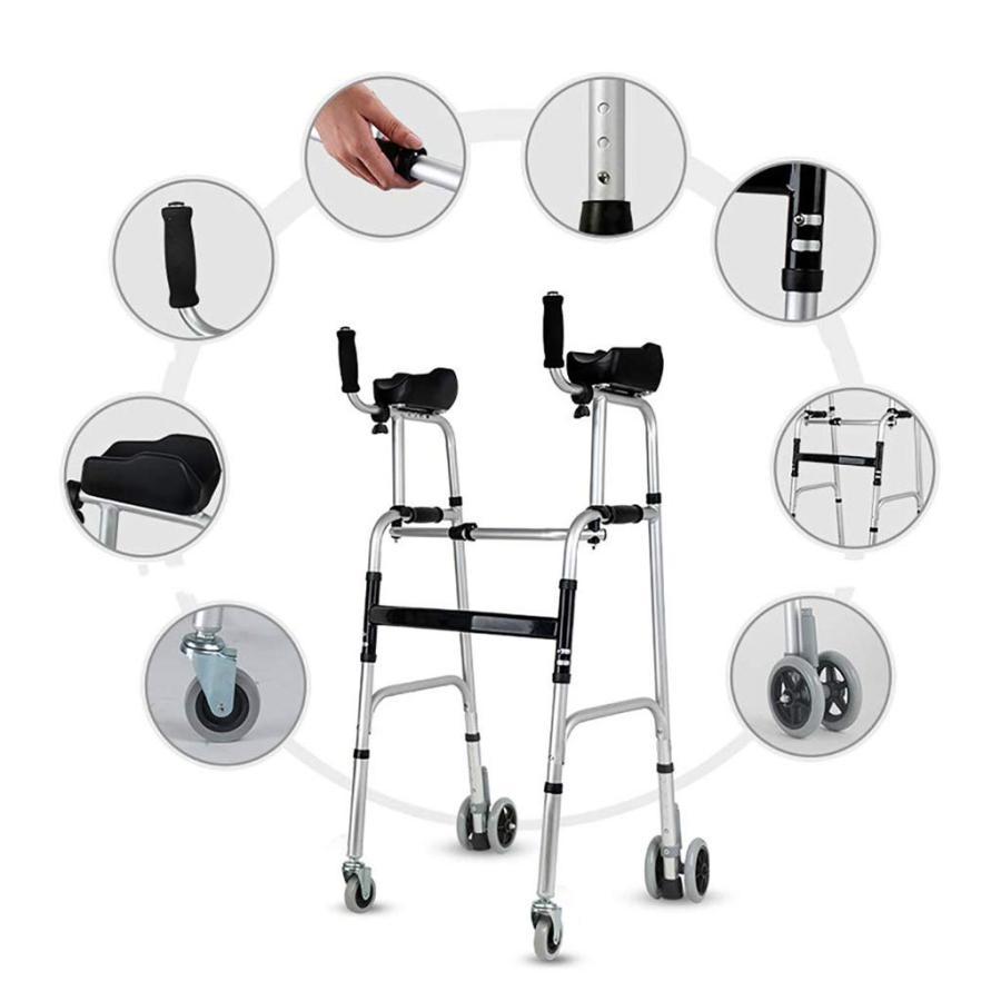 アルミ折りたたみ式ウォーキングフレーム、アームレスト付きウィールウォーカー、歩行補助器具、、下肢トレーナー、スタンダードウォーカー