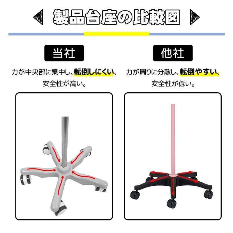 点滴スタンド ivスタンド 輸液スタンド 点滴台 点滴棒 高さ調節可能 安定高い 耐久性抜群 キャスター付 4つのフック ポータブルハンドル付き 介護｜nchocostore2｜05