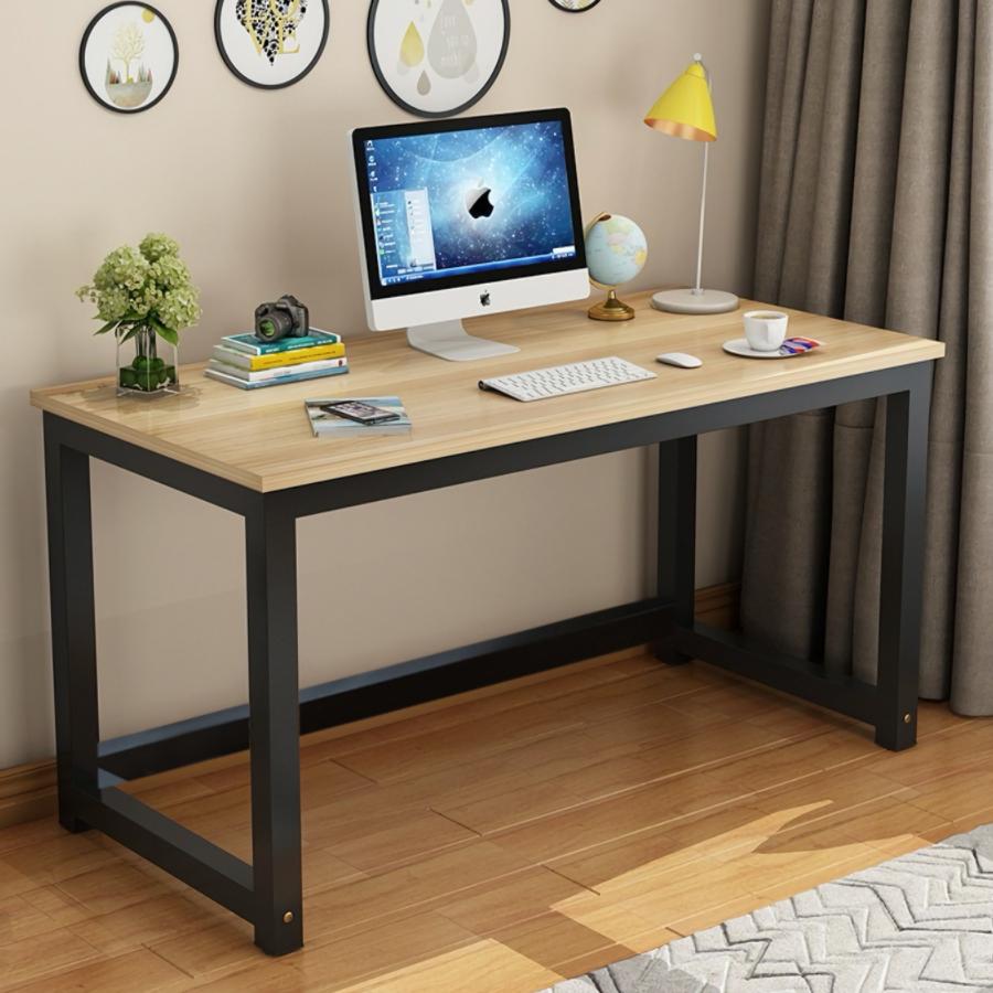 パソコンデスク、ワークデスク120センチ デスク 幅120cm コンセント付き 木目調 スチール脚 （ ワーク