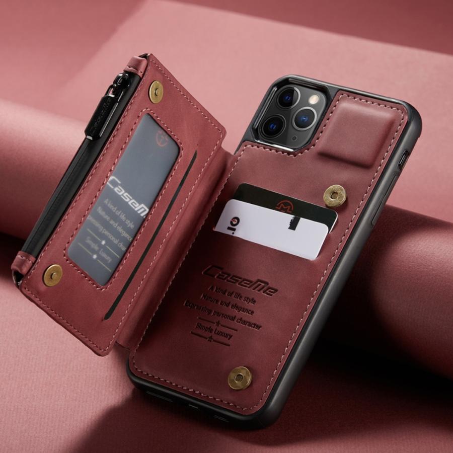 iPhone12 ケース mini Pro ProMax ワインレッド 財布付き 小銭入れ