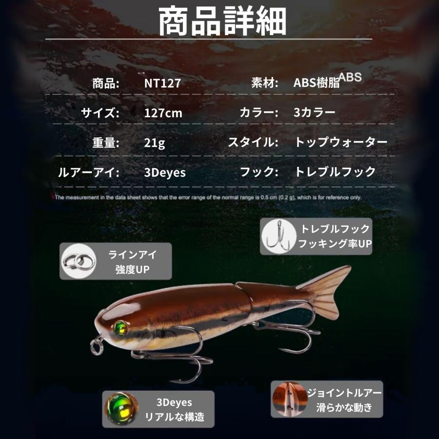 ジョイントルアー 12.7cm ルアー トップウォーター バスフィッシング