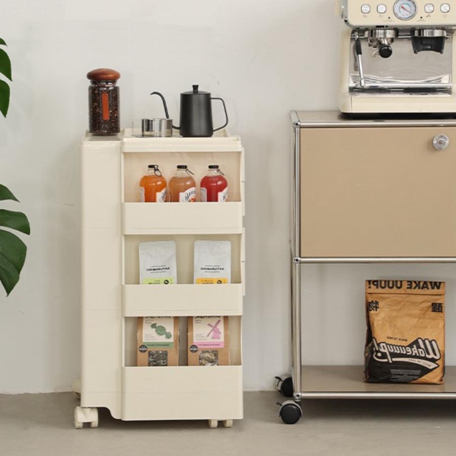 ボビーワゴン 収納ラック 3段4トレイ キャスター 引き出し 棚 コスメ