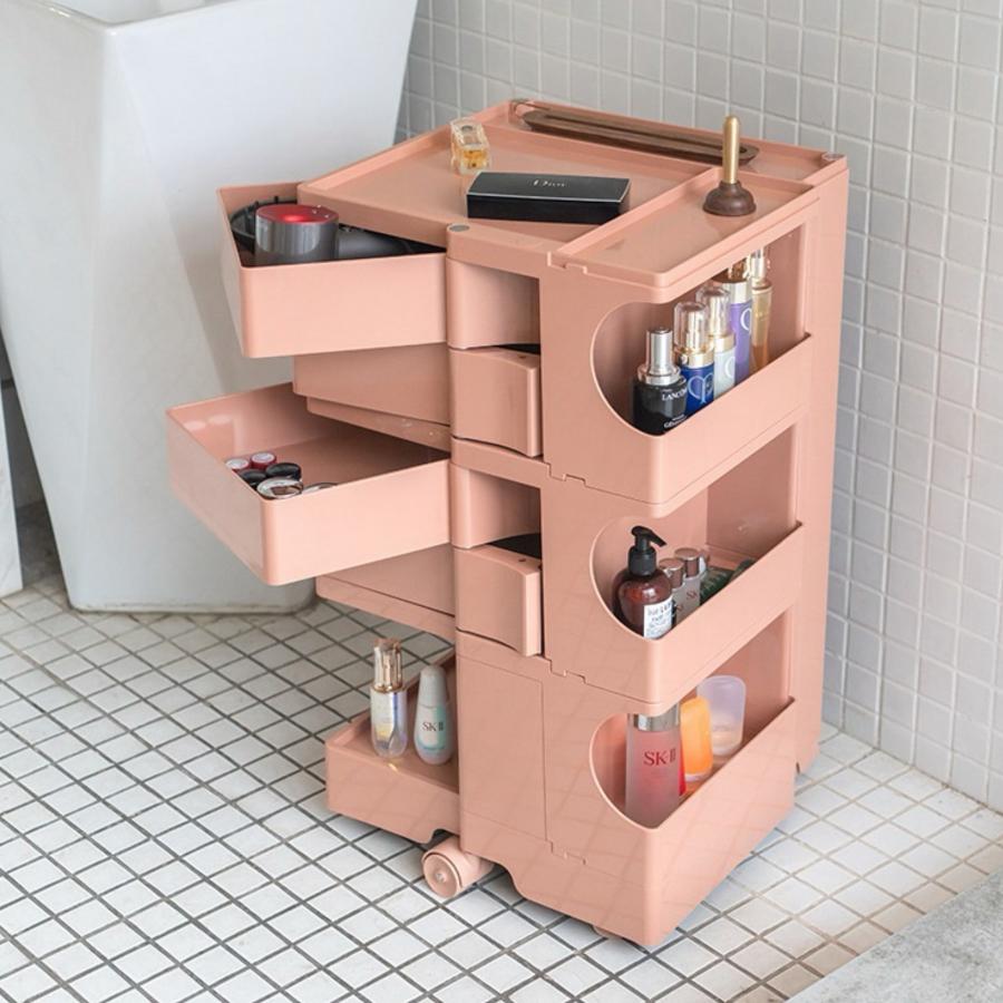 ボビーワゴン 収納ラック 3段4トレイ キャスター 引き出し 棚 コスメ