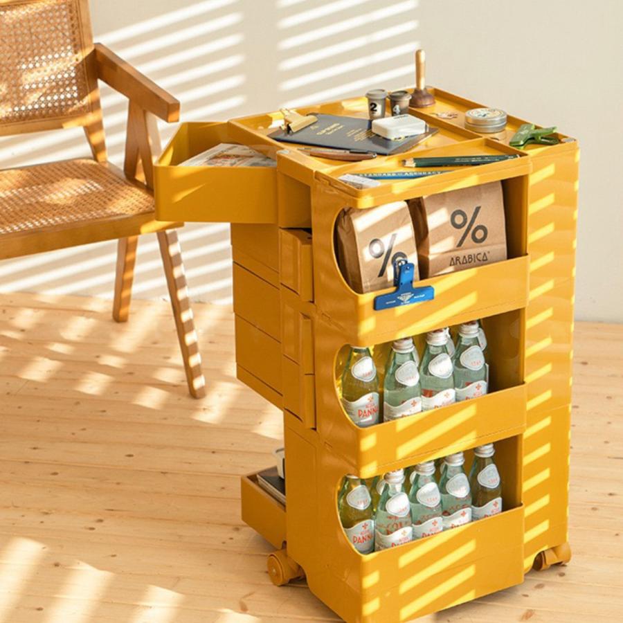 ボビーワゴン 収納ラック 3段4トレイ キャスター 引き出し 棚 コスメ