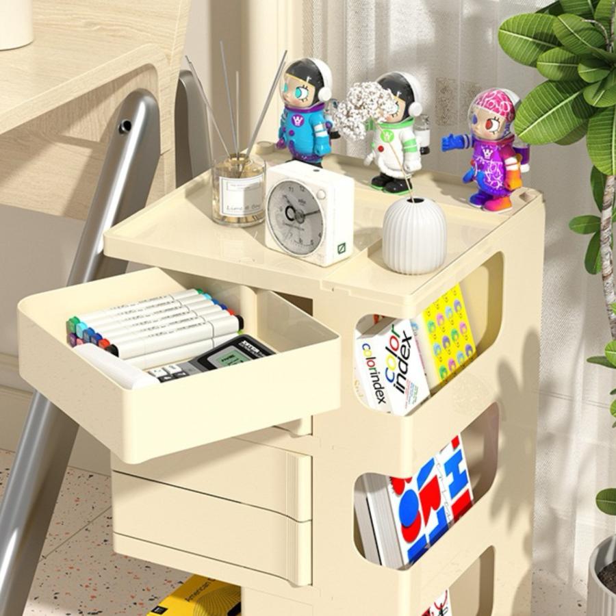 ボビーワゴン 収納ラック 3段4トレイ キャスター 引き出し 棚 コスメ