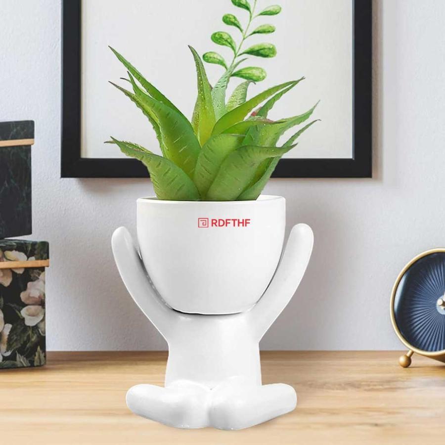 ミニ植木鉢 小人型 ホワイト 3体セット 陶器 セラミック ガーデン