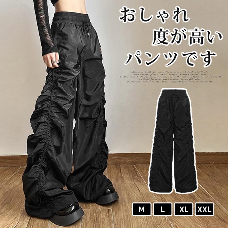 ワイドパンツ ガウチョパンツ ストレートパンツ ウエストゴム仕様 なみ