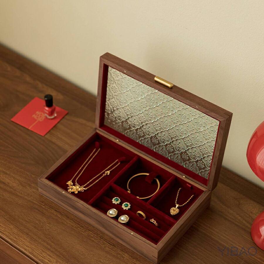 北欧風 豪華 猫脚 高級 木製 ジュエリーケース ジュエリーボックス 両開き式 ジュエリーボックス アクセサリーケース 大容量 仕切り 木製 レッド