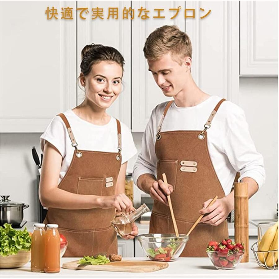 エプロン キャンバス 前掛け カフェエプロン 作業用 職人 フリーサイズ