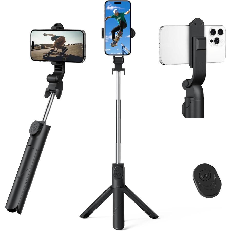 一瞬で伸縮！ポケットサイズ自撮り棒 セルカ棒 三脚兼用 スマホ