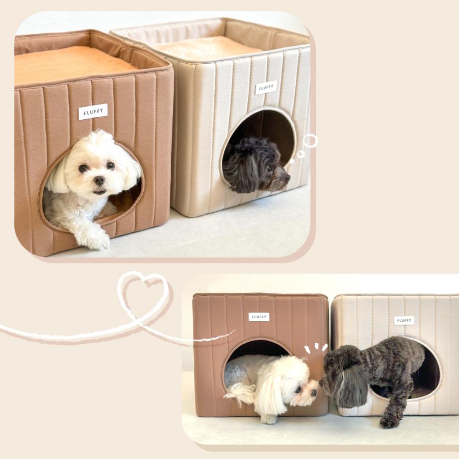 犬 猫 ハウス ベッド マット ペットベッド ペットハウス 折りたたみ 冬用 犬ハウス 猫ハウス 室内 冬 ふわふわ おしゃれ かわいい スクエア型 小型犬 FLUFFY |  | 04